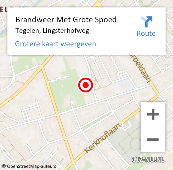 Locatie op kaart van de 112 melding: Brandweer Met Grote Spoed Naar Tegelen, Lingsterhofweg op 8 juli 2021 15:37