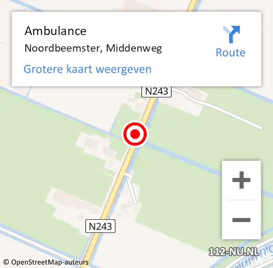 Locatie op kaart van de 112 melding: Ambulance Noordbeemster, Middenweg op 8 juli 2021 15:53