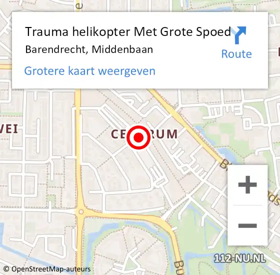 Locatie op kaart van de 112 melding: Trauma helikopter Met Grote Spoed Naar Barendrecht, Middenbaan op 8 juli 2021 15:54