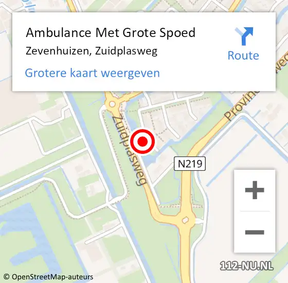 Locatie op kaart van de 112 melding: Ambulance Met Grote Spoed Naar Zevenhuizen, Zuidplasweg op 8 juli 2021 16:02
