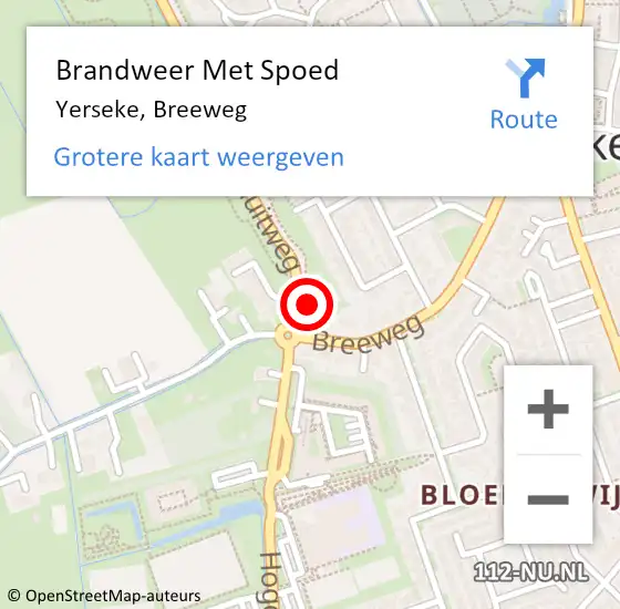 Locatie op kaart van de 112 melding: Brandweer Met Spoed Naar Yerseke, Breeweg op 8 juli 2021 16:24