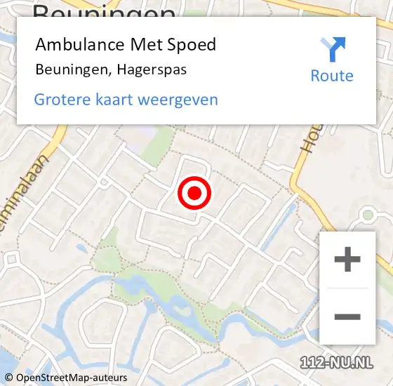 Locatie op kaart van de 112 melding: Ambulance Met Spoed Naar Beuningen, Hagerspas op 8 juli 2021 16:26