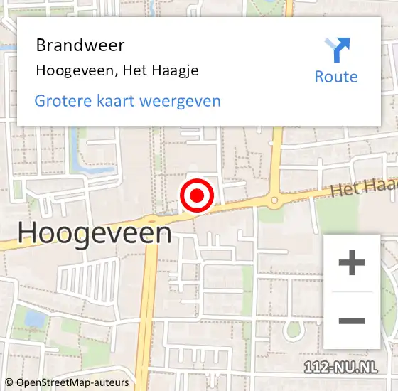 Locatie op kaart van de 112 melding: Brandweer Hoogeveen, Het Haagje op 8 juli 2021 16:57