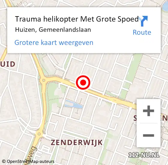 Locatie op kaart van de 112 melding: Trauma helikopter Met Grote Spoed Naar Huizen, Gemeenlandslaan op 8 juli 2021 16:58