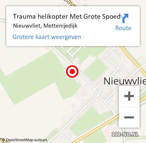 Locatie op kaart van de 112 melding: Trauma helikopter Met Grote Spoed Naar Nieuwvliet, Mettenijedijk op 8 juli 2021 17:01