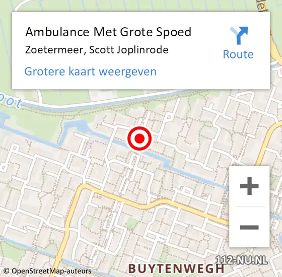 Locatie op kaart van de 112 melding: Ambulance Met Grote Spoed Naar Zoetermeer, Scott Joplinrode op 8 juli 2021 17:02