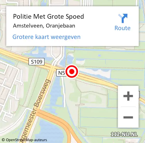 Locatie op kaart van de 112 melding: Politie Met Grote Spoed Naar Amstelveen, Oranjebaan op 8 juli 2021 17:04