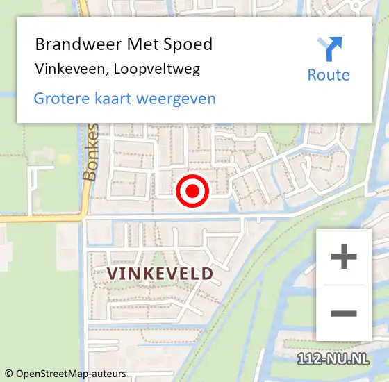 Locatie op kaart van de 112 melding: Brandweer Met Spoed Naar Vinkeveen, Loopveltweg op 8 juli 2021 17:10