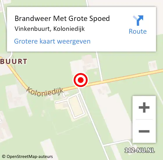 Locatie op kaart van de 112 melding: Brandweer Met Grote Spoed Naar Vinkenbuurt, Koloniedijk op 8 juli 2021 17:27