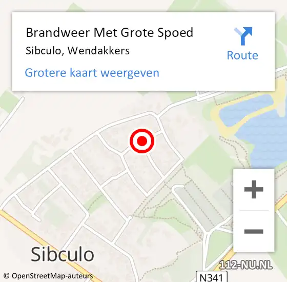 Locatie op kaart van de 112 melding: Brandweer Met Grote Spoed Naar Sibculo, Wendakkers op 8 juli 2021 17:37