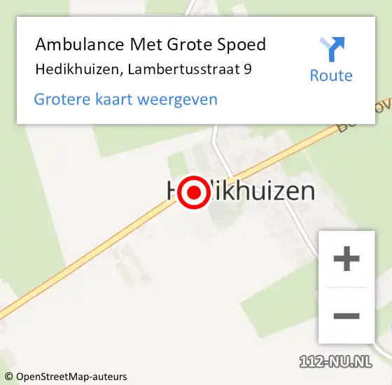 Locatie op kaart van de 112 melding: Ambulance Met Grote Spoed Naar Hedikhuizen, Lambertusstraat 9 op 15 juni 2014 20:50