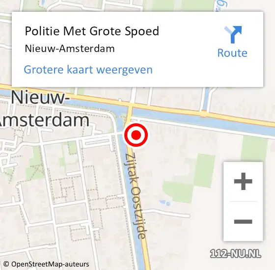 Locatie op kaart van de 112 melding: Politie Met Grote Spoed Naar Nieuw-Amsterdam op 8 juli 2021 17:43