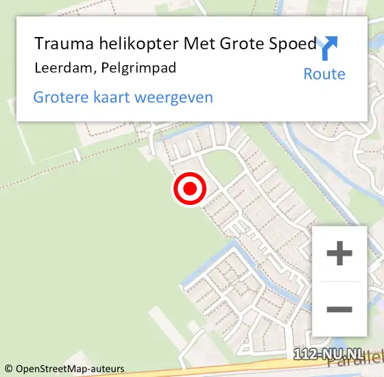 Locatie op kaart van de 112 melding: Trauma helikopter Met Grote Spoed Naar Leerdam, Pelgrimpad op 8 juli 2021 17:46