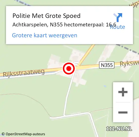 Locatie op kaart van de 112 melding: Politie Met Grote Spoed Naar Achtkarspelen, N355 hectometerpaal: 16,6 op 8 juli 2021 17:53