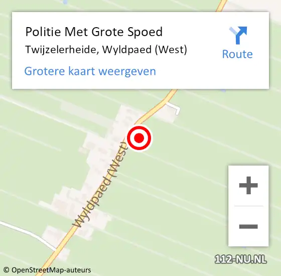 Locatie op kaart van de 112 melding: Politie Met Grote Spoed Naar Twijzelerheide, Wyldpaed (West) op 8 juli 2021 17:55