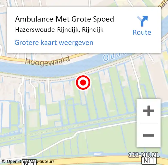 Locatie op kaart van de 112 melding: Ambulance Met Grote Spoed Naar Hazerswoude-Rijndijk, Rijndijk op 8 juli 2021 18:09