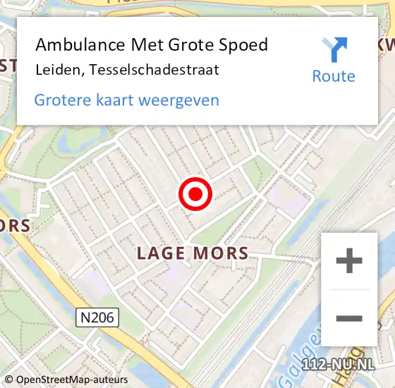 Locatie op kaart van de 112 melding: Ambulance Met Grote Spoed Naar Leiden, Tesselschadestraat op 8 juli 2021 18:11