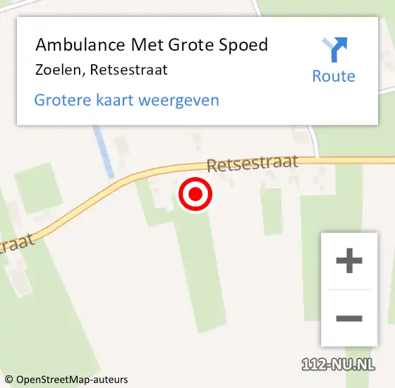 Locatie op kaart van de 112 melding: Ambulance Met Grote Spoed Naar Zoelen, Retsestraat op 8 juli 2021 18:36