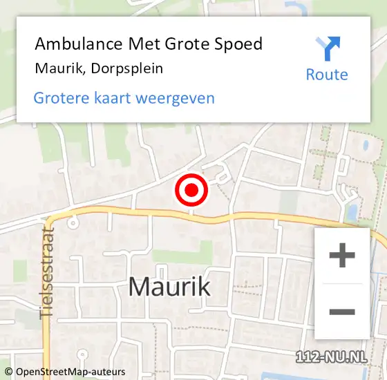 Locatie op kaart van de 112 melding: Ambulance Met Grote Spoed Naar Maurik, Dorpsplein op 8 juli 2021 18:42