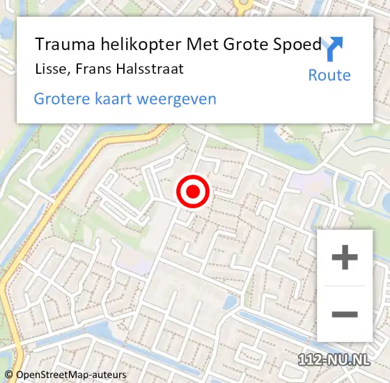 Locatie op kaart van de 112 melding: Trauma helikopter Met Grote Spoed Naar Lisse, Frans Halsstraat op 8 juli 2021 18:54