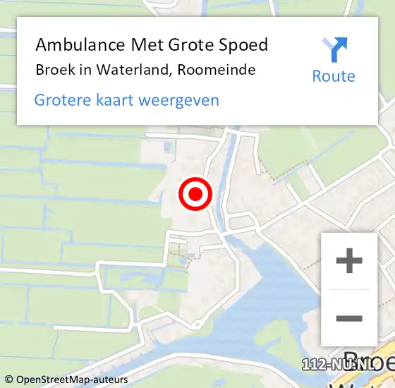 Locatie op kaart van de 112 melding: Ambulance Met Grote Spoed Naar Broek in Waterland, Roomeinde op 8 juli 2021 19:09