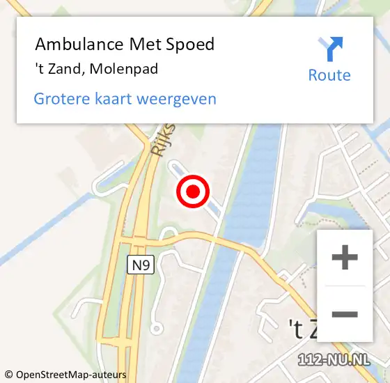 Locatie op kaart van de 112 melding: Ambulance Met Spoed Naar 't Zand, Molenpad op 8 juli 2021 19:23