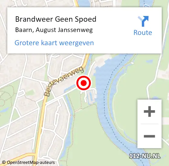 Locatie op kaart van de 112 melding: Brandweer Geen Spoed Naar Baarn, August Janssenweg op 8 juli 2021 19:41