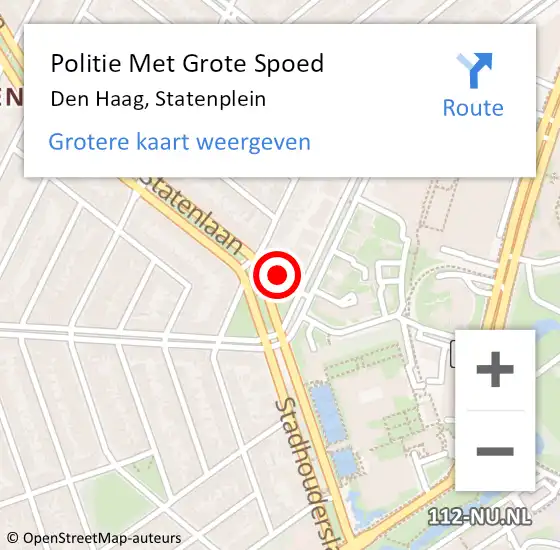 Locatie op kaart van de 112 melding: Politie Met Grote Spoed Naar Den Haag, Statenplein op 8 juli 2021 19:47