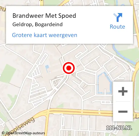 Locatie op kaart van de 112 melding: Brandweer Met Spoed Naar Geldrop, Bogardeind op 8 juli 2021 19:48