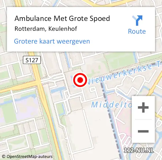 Locatie op kaart van de 112 melding: Ambulance Met Grote Spoed Naar Rotterdam, Keulenhof op 8 juli 2021 19:52