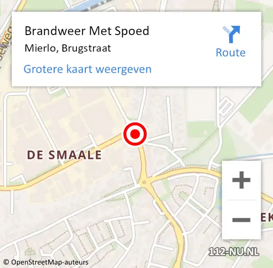 Locatie op kaart van de 112 melding: Brandweer Met Spoed Naar Mierlo, Brugstraat op 8 juli 2021 20:07