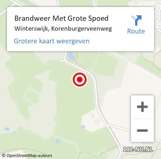 Locatie op kaart van de 112 melding: Brandweer Met Grote Spoed Naar Winterswijk, Korenburgerveenweg op 8 juli 2021 20:15