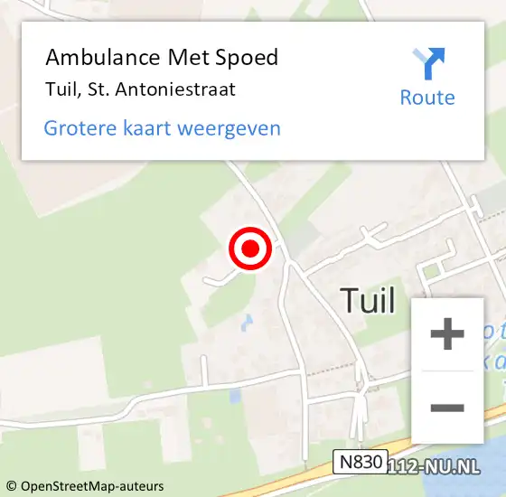 Locatie op kaart van de 112 melding: Ambulance Met Spoed Naar Tuil, St. Antoniestraat op 8 juli 2021 20:24