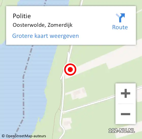 Locatie op kaart van de 112 melding: Politie Oosterwolde, Zomerdijk op 8 juli 2021 20:29