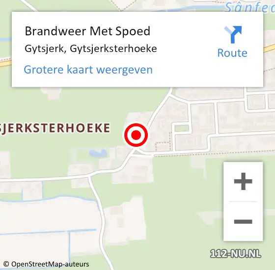 Locatie op kaart van de 112 melding: Brandweer Met Spoed Naar Gytsjerk, Gytsjerksterhoeke op 8 juli 2021 21:28