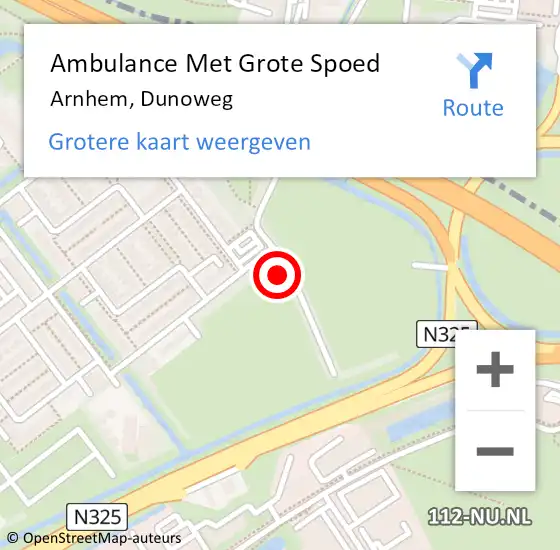 Locatie op kaart van de 112 melding: Ambulance Met Grote Spoed Naar Arnhem, Dunoweg op 8 juli 2021 22:08