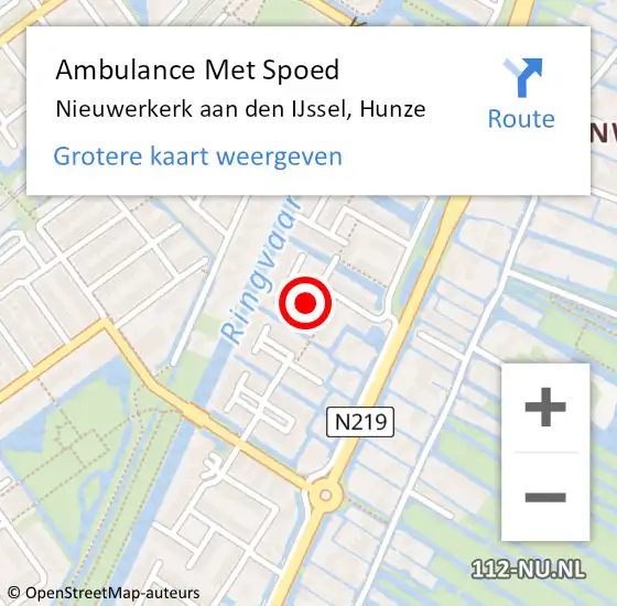 Locatie op kaart van de 112 melding: Ambulance Met Spoed Naar Nieuwerkerk aan den IJssel, Hunze op 8 juli 2021 22:09