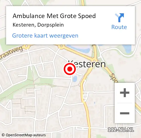 Locatie op kaart van de 112 melding: Ambulance Met Grote Spoed Naar Kesteren, Dorpsplein op 8 juli 2021 22:15