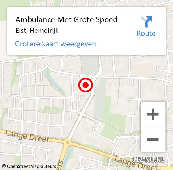 Locatie op kaart van de 112 melding: Ambulance Met Grote Spoed Naar Elst, Hemelrijk op 8 juli 2021 22:36