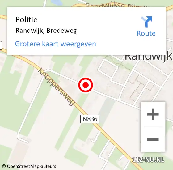 Locatie op kaart van de 112 melding: Politie Randwijk, Bredeweg op 8 juli 2021 22:38