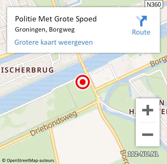 Locatie op kaart van de 112 melding: Politie Met Grote Spoed Naar Groningen, Borgweg op 8 juli 2021 22:38