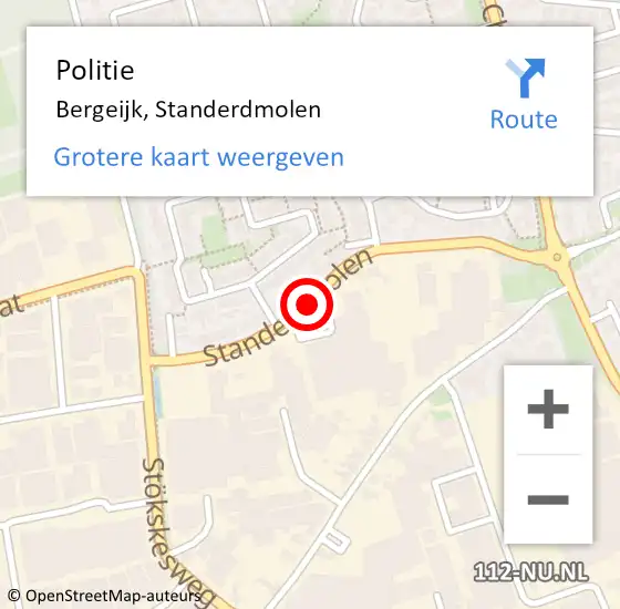 Locatie op kaart van de 112 melding: Politie Bergeijk, Standerdmolen op 8 juli 2021 23:12