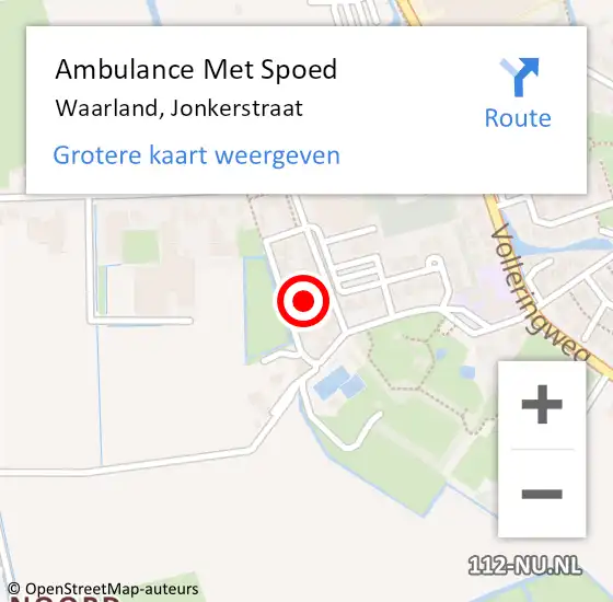 Locatie op kaart van de 112 melding: Ambulance Met Spoed Naar Waarland, Jonkerstraat op 8 juli 2021 23:25