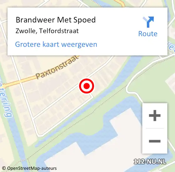 Locatie op kaart van de 112 melding: Brandweer Met Spoed Naar Zwolle, Telfordstraat op 8 juli 2021 23:30