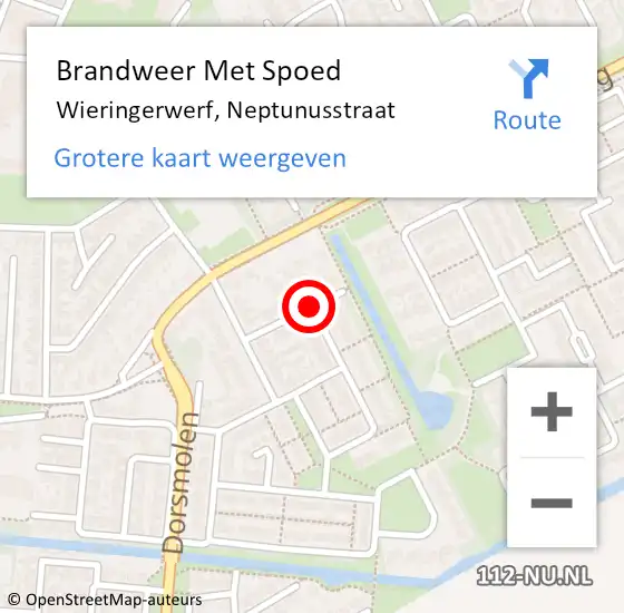 Locatie op kaart van de 112 melding: Brandweer Met Spoed Naar Wieringerwerf, Neptunusstraat op 9 juli 2021 01:04