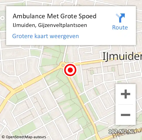 Locatie op kaart van de 112 melding: Ambulance Met Grote Spoed Naar IJmuiden, Gijzenveltplantsoen op 9 juli 2021 01:30
