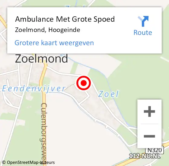 Locatie op kaart van de 112 melding: Ambulance Met Grote Spoed Naar Zoelmond, Hoogeinde op 9 juli 2021 01:50