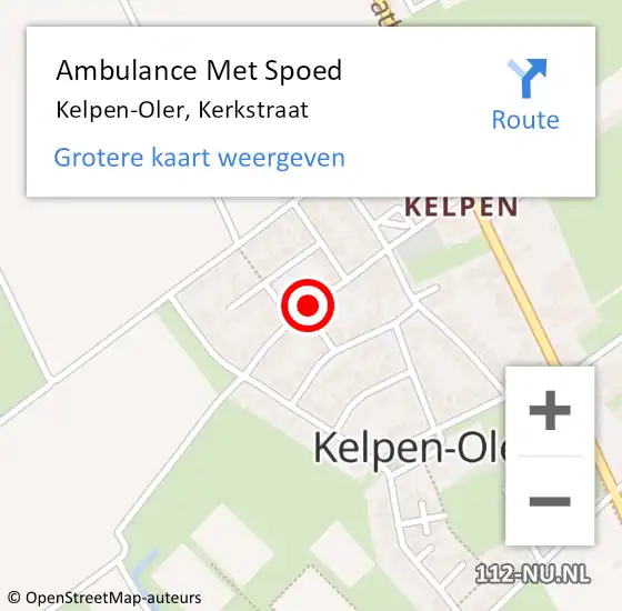 Locatie op kaart van de 112 melding: Ambulance Met Spoed Naar Kelpen-Oler, Kerkstraat op 9 juli 2021 03:03