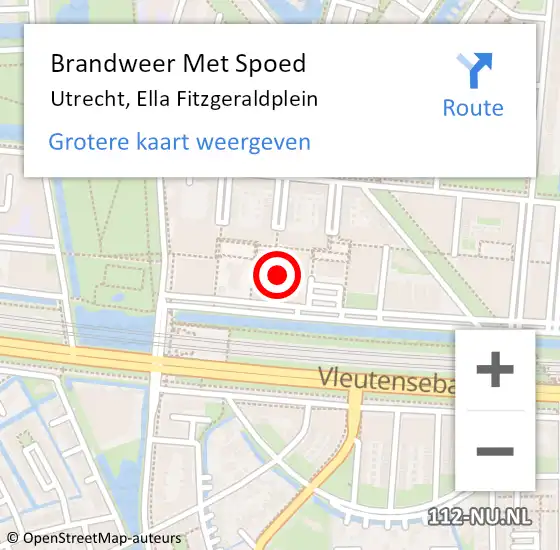 Locatie op kaart van de 112 melding: Brandweer Met Spoed Naar Utrecht, Ella Fitzgeraldplein op 9 juli 2021 03:12