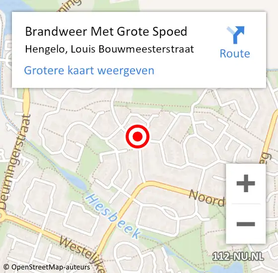 Locatie op kaart van de 112 melding: Brandweer Met Grote Spoed Naar Hengelo, Louis Bouwmeesterstraat op 9 juli 2021 03:19